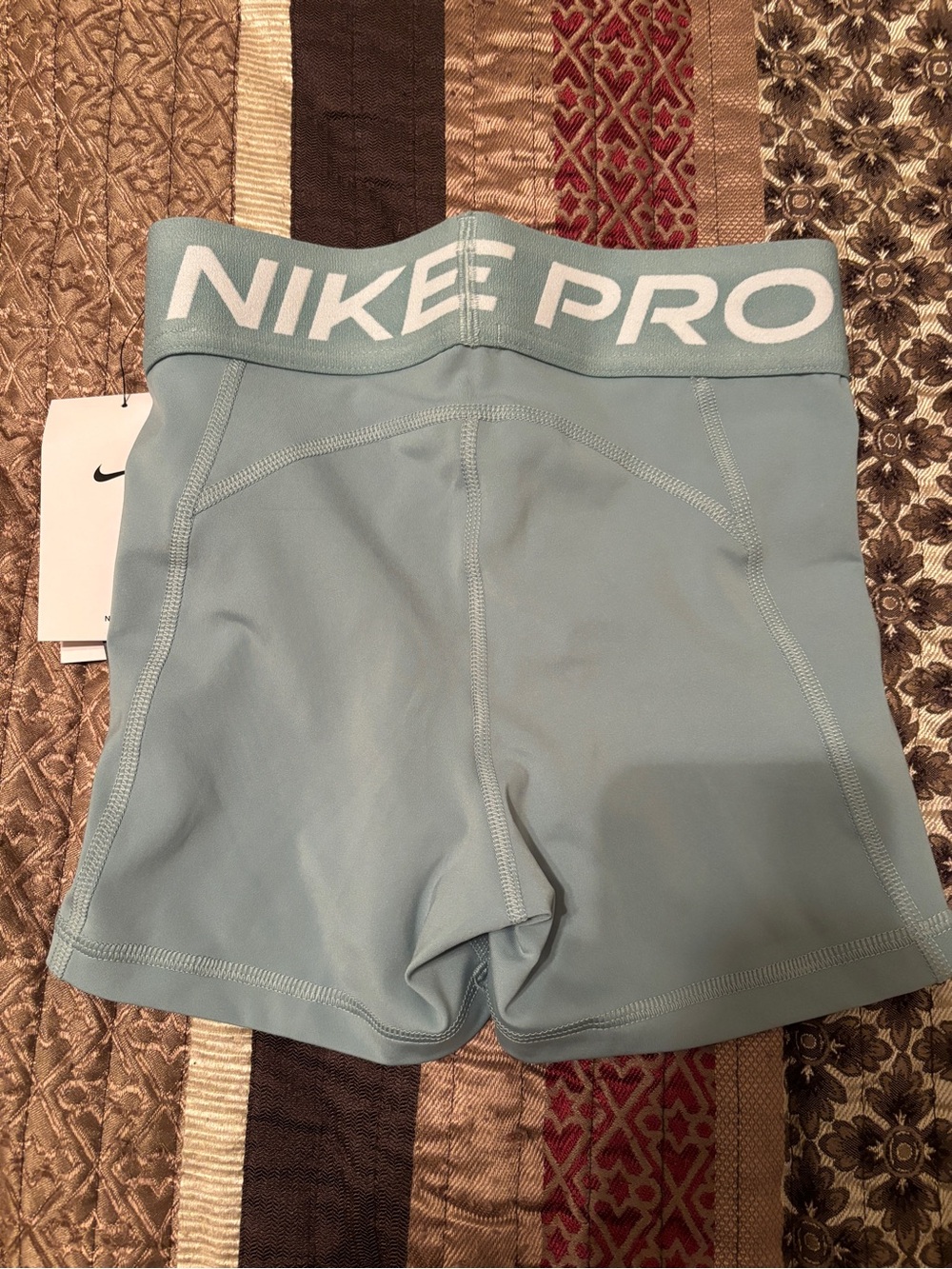 NWT - Nike Pro Women’s XXS Dri-FIT Blue/Green Athletic Compression Shorts - Picture 3 of 5